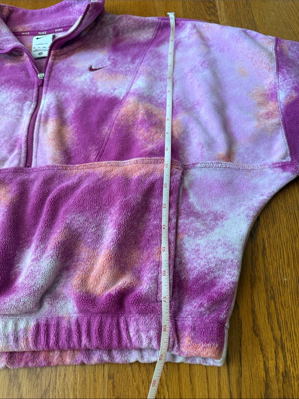 Nike Therma-FIT Oversized Half Zip Fleece Pullover Sweatshirt Pocket Pink Sz XS - Picture 11 of 12